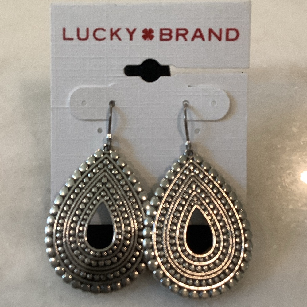 Lucky Brand Silver-Tone Teardrop Dangle Earrings, Brand New